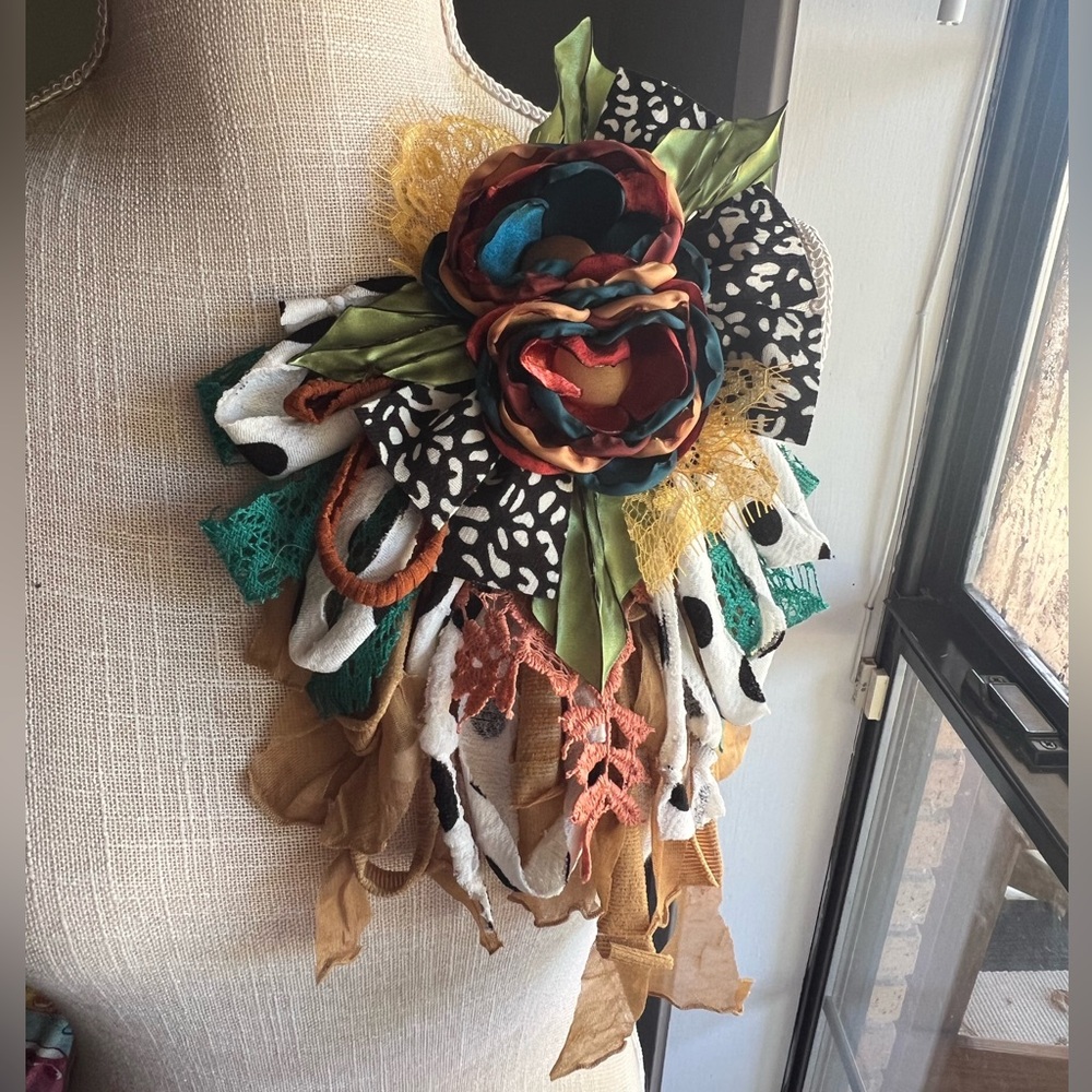 SOLD • Medium Sized Scrappy Flower Pin/Brooch